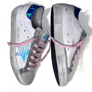 NEW GOLDEN GOOSE SIZE: 7~37 Super Star Low Top Sneaker PINK, BLUE, HOLOGRAPHIC
